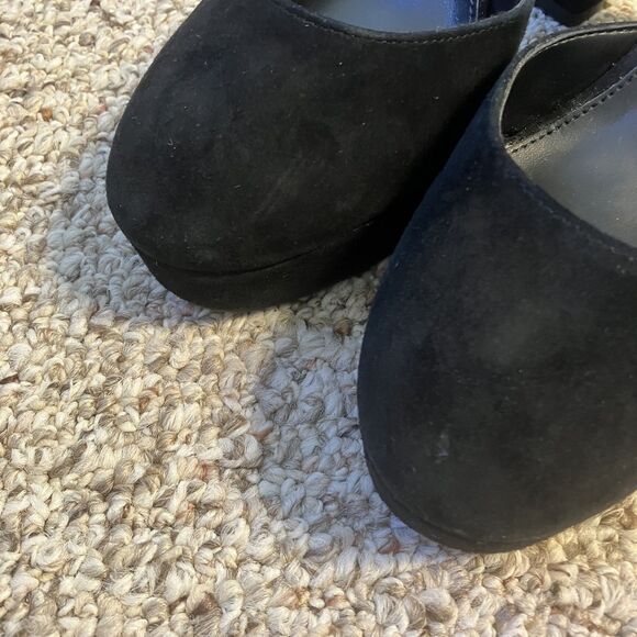 Steve Madden Truth Black Platform High Heel Shoes Size 8 M Ankle Strap Y2K Suede - Picture 2 of 9